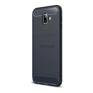 Protector de telefon din silicon (rezistență medie la impact, colț cu pernă de aer, periat, model carbon) ALBASTRU ÎNCHIS Samsung Galaxy J6 Plus (SM-J610F)