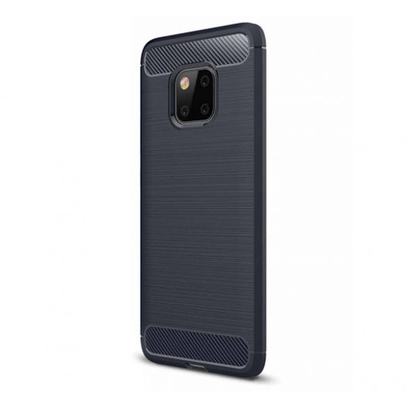 Husă silicon pentru telefon (rezistent la impact mediu, bubble heel, periat, model de carbon) CUTTING albastruHuawei Mate 20 Pro