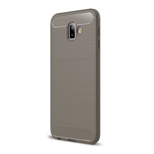 Protector de telefon din silicon (rezistență medie la impact, colț cu perne de aer, periat, model carbon) GRI Samsung Galaxy J6 Plus (SM-J610F)