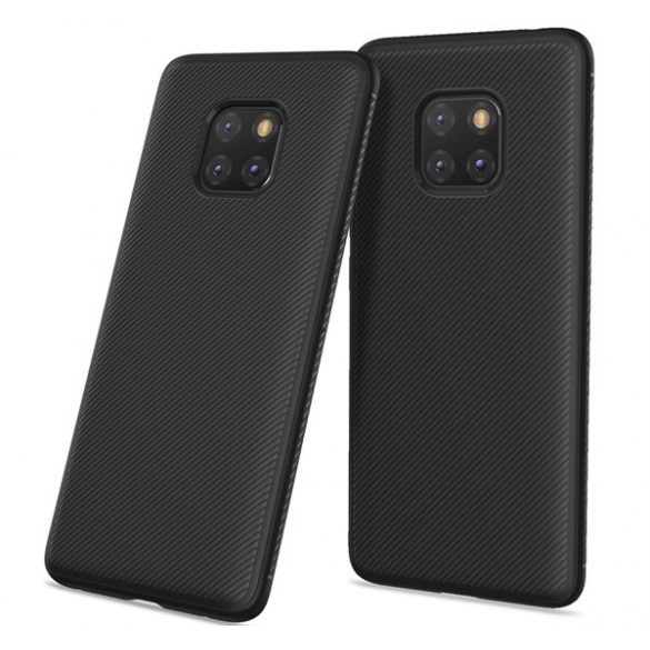 Husă silicon pentru telefon (rezistent la impact mediu, model cu dungi) negru Huawei Mate 20 Pro