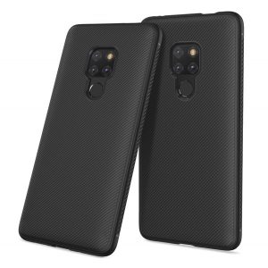 Husă silicon pentru telefon (rezistent la impact mediu, model cu dungi) negru Huawei Mate 20