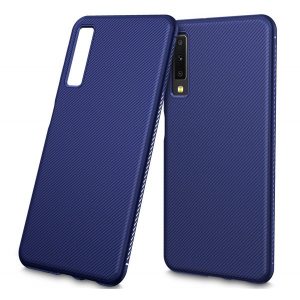 Protectie din silicon pentru telefon (rezistenta medie la impact, model in dungi) ALBASTRU INCHIS Samsung Galaxy A7 (2018) SM-A750F