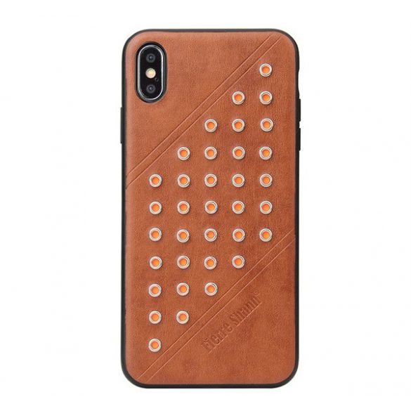 Protectie de telefon din plastic FIERRE SHANN (spate din piele, cu crampoane) MARO Apple iPhone XS Max 6.5