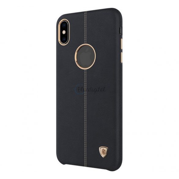 Protector de telefon din plastic NILLKIN ENGLON (efect de piele, model de cusut, decupaj logo) NEGRU Apple iPhone XS Max 6.5