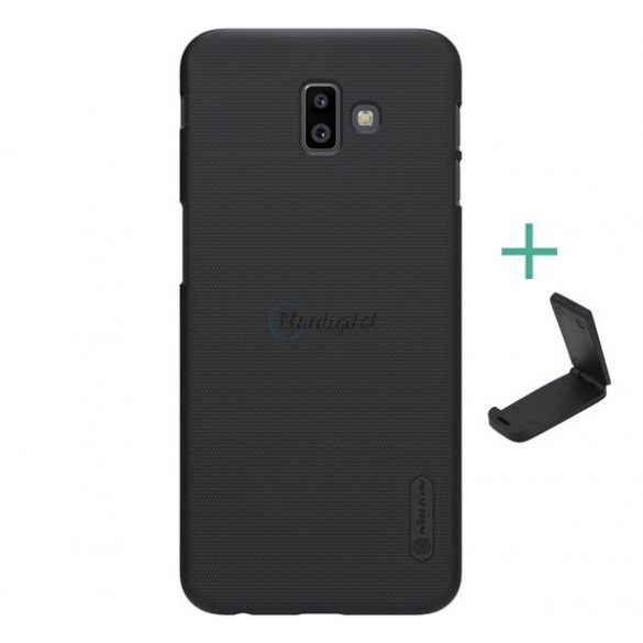 Protector de telefon din plastic NILLKIN SUPER FROSTED (cauciucat, suprafață aspră + suport de birou) NEGRU Samsung Galaxy J6 Plus (SM-J610F)