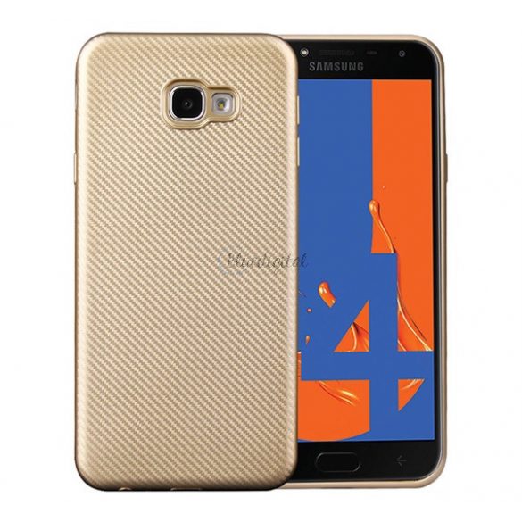 Protector de telefon din silicon (model carbon) GOLD Samsung Galaxy J4 Plus (SM-J415F)