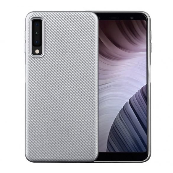 Protectie din silicon pentru telefon (model carbon) ARGINTIE Samsung Galaxy A7 (2018) SM-A750F