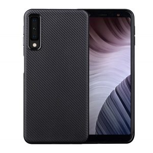 Husă de telefon din silicon (model carbon) NEGRU Samsung Galaxy A7 (2018) SM-A750F