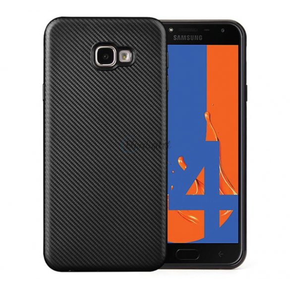 Protectie din silicon pentru telefon (model carbon) NEGRU Samsung Galaxy J4 Plus (SM-J415F)