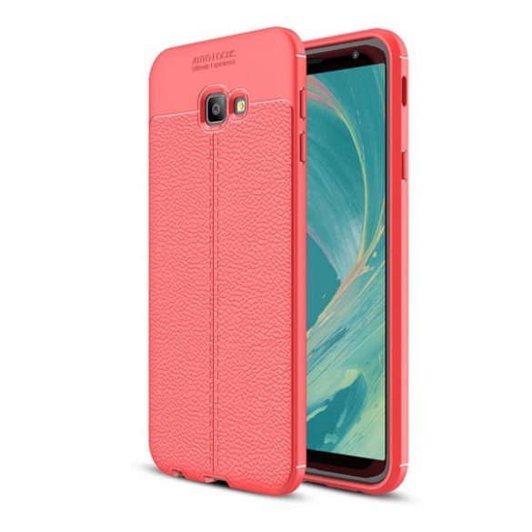 Protectie din silicon pentru telefon (rezistenta la impact mediu, efect piele, model de cusaturi) ROSU Samsung Galaxy J4 Plus (SM-J415F)