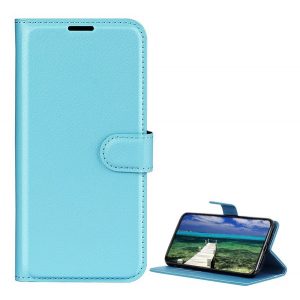 Carcasa in picioare, efect piele (FLIP, deschidere laterala, functie suport desktop, premium) ALBASTRU DESCHI Huawei Mate 20