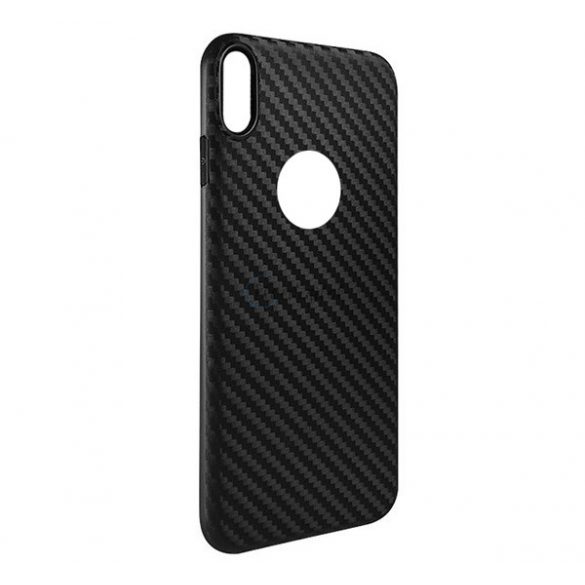 Protector de telefon din silicon HOCO DELICATE SHADOW (model carbon, decupaj logo) NEGRU Apple iPhone XS Max 6.5