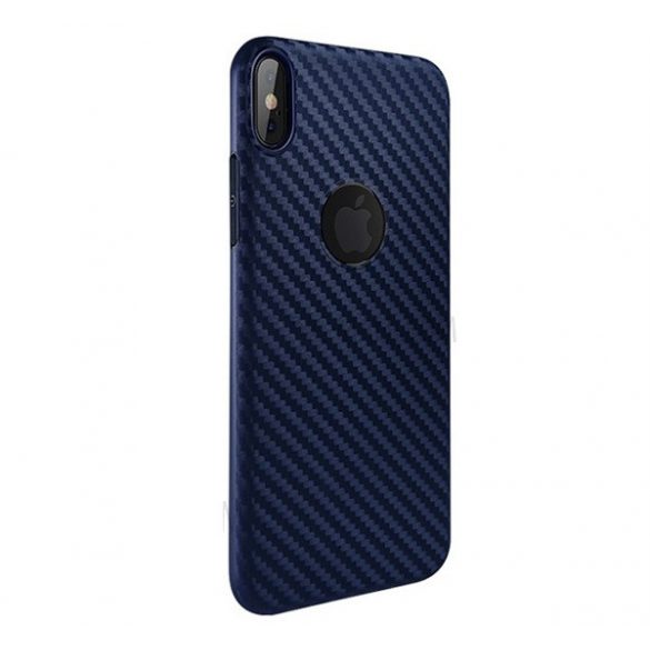 Protector de telefon din silicon HOCO DELICATE SHADOW (model carbon, decupaj logo) ALBASTRU ÎNCHIS Apple iPhone XS 5.8, Apple iPhone X 5.8