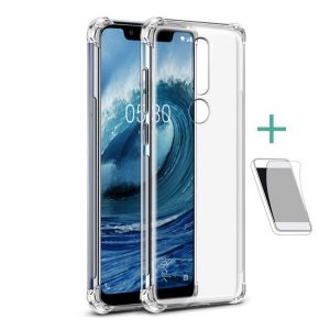 IMAK Husă silicon pentru telefon (rezistent la impact mediu, bubble heel + ecran protecțieFolie) pentru Nokia 5.1 Plus (Nokia X5)