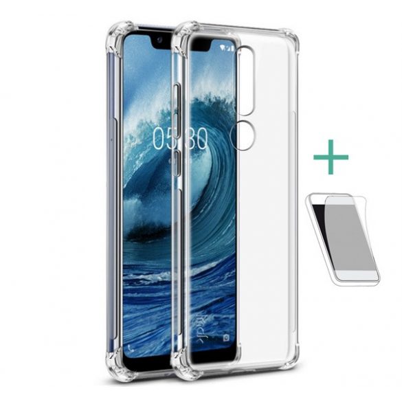 IMAK Husă silicon pentru telefon (rezistent la impact mediu, bubble heel + ecran protecțieFolie) pentru Nokia 5.1 Plus (Nokia X5)