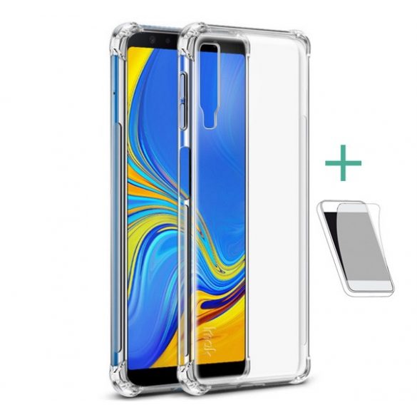 IMAK Husă silicon pentru telefon (mediu rezistent la impact, bubble colț + ecran protecțieFolie) pentru Samsung Galaxy A7 (2018) SM-A750F