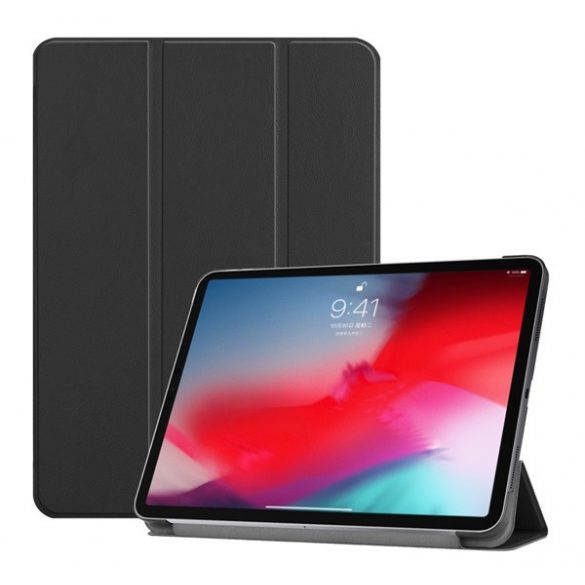 Husă stativă cu efect de piele (FLIP activ, deschidere laterală, funcție de suport pentru birou TRIFOLD) negru Apple IPAD Pro 11 (2018), Apple IPAD Pro 11 (2020)