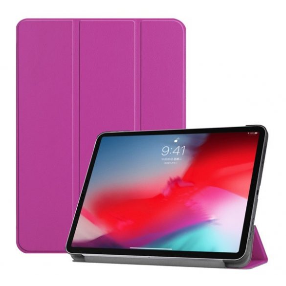 Husă în picioare, efect piele (FLIP activ, deschidere laterală, TRIFOLD, suport pentru masă) PURPLE Apple IPAD Pro 11 (2018)