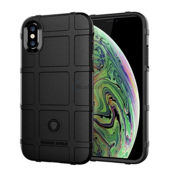 Protector de telefon din silicon (rezistenta la impact mediu, model patrat) NEGRU Apple iPhone XS Max 6.5