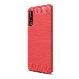 protecțiede telefon din silicon (rezistent la impact mediu, toc cu bule, periat, model carbon) PIROS Samsung Galaxy A7 (2018) SM-A750F