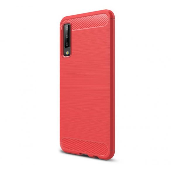 protecțiede telefon din silicon (rezistent la impact mediu, toc cu bule, periat, model carbon) PIROS Samsung Galaxy A7 (2018) SM-A750F