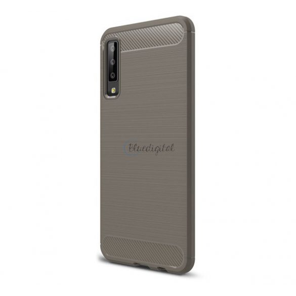 Protector de telefon din silicon (rezistență medie la impact, colț cu pernă de aer, periat, model carbon) GRI Samsung Galaxy A7 (2018) SM-A750F