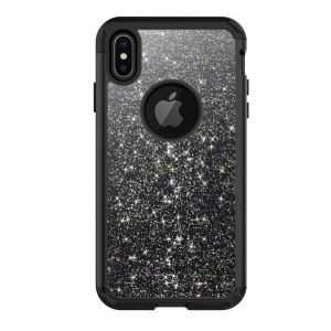 Defender plastic telefon protecție(interior silicon, impact mediu rezistent, paiete, logo decupaj) negru Apple iPhone XS Max 6.5