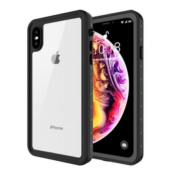 Silicon Phone protecție(BUMPER, transparent față și spate, rezistent la apă, mediu rezistent la șocuri, protecție 360°) negru Apple iPhone XS Max 6.5