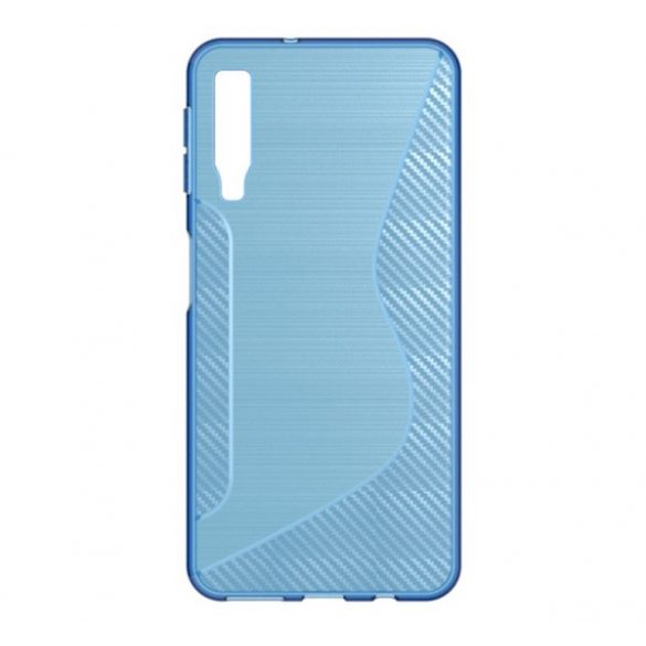 Protectie din silicon pentru telefon (linia S, model carbon) ALBASTRU Samsung Galaxy A7 (2018) SM-A750F