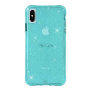 Protector de telefon din silicon CASE-MATE SHEER (rezistență medie la impact, cadru cu pernă de aer, praf cu sclipici) ALBASTRU DESCHIS Apple iPhone XS Max 6.5