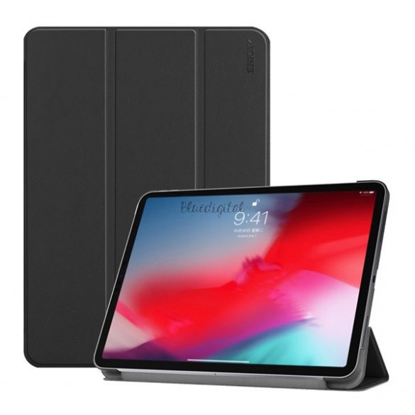 Husă ENKAY în picioare, efect piele (FLIP activ, deschidere laterală, TRIFOLD, suport desktop) NEGRU Apple IPAD Pro 11 (2018)