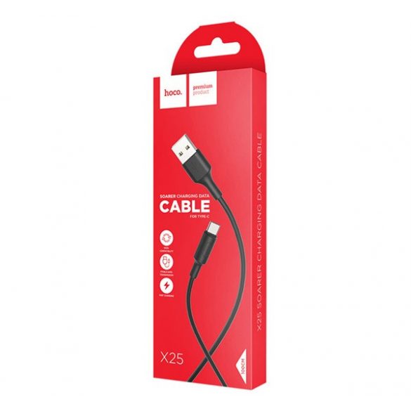 Cablu de date HOCO X25 (USB - Type-C, încărcător rapid, 100cm) NEGRU