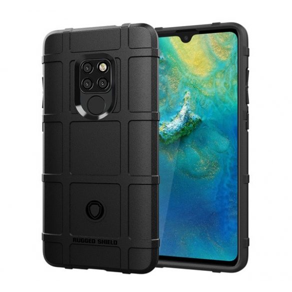 Protector de telefon din silicon (rezistenta la impact mediu, model patrat) NEGRU Huawei Mate 20