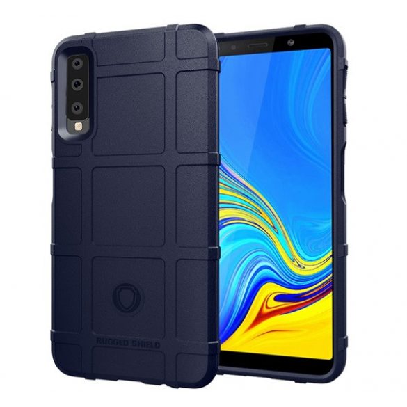 Protector de telefon din silicon (rezistență medie la impact, model pătrat) ALBASTRU ÎNCHIS Samsung Galaxy A7 (2018) SM-A750F