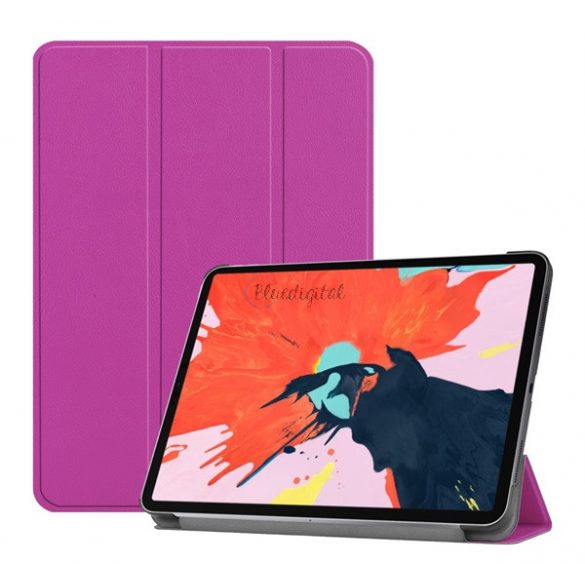 Husă în picioare, efect piele (FLIP activ, deschidere laterală, TRIFOLD, suport pentru masă) PURPLE Apple IPAD Pro 12.9 (2018)