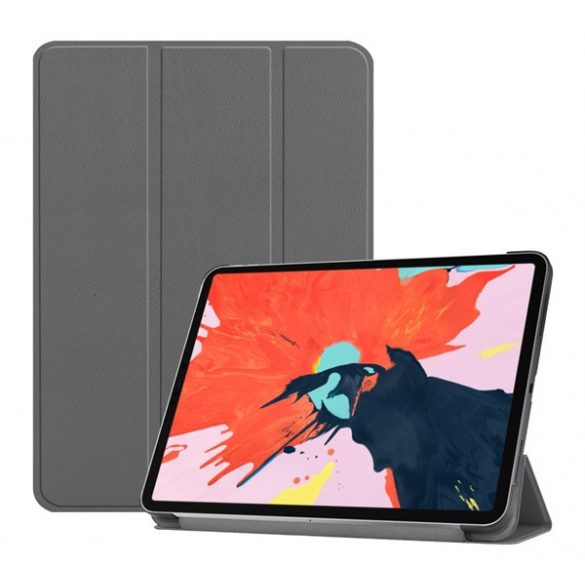 Carcasă în picioare, efect piele (FLIP activ, deschidere laterală, TRIFOLD, suport de birou) GR ÎNCHIS Apple IPAD Pro 12.9 (2018)