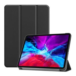 Carcasa in picioare, efect piele (FLIP activ, deschidere laterala, TRIFOLD, suport desktop) NEGRU Apple IPAD Pro 12.9 (2018)