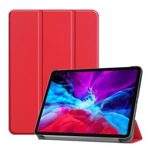 Carcasă în picioare, efect piele (FLIP activ, deschidere laterală, TRIFOLD, suport pentru masă) RED Apple IPAD Pro 12.9 (2020)