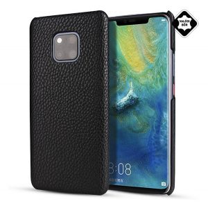 Protecție din plastic pentru telefon (spate din piele naturală) negru Huawei Mate 20 Pro