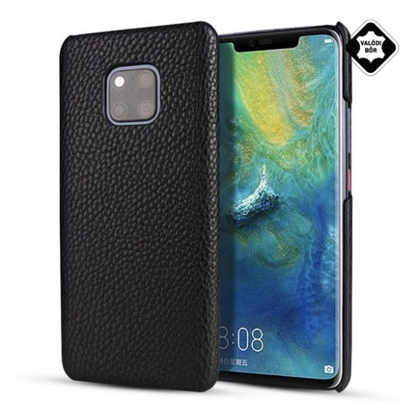 Protecție din plastic pentru telefon (spate din piele naturală) negru Huawei Mate 20 Pro