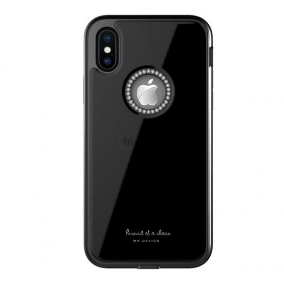 Protectie de telefon din plastic WK GINSTONE (rezistenta medie la impact, spate din sticla, strass, decupaj logo) NEGRU Apple iPhone XS Max 6.5