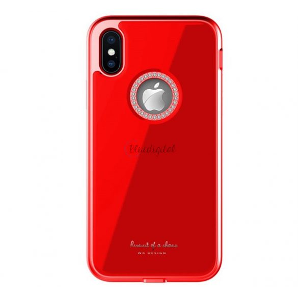 Protector de telefon din plastic WK GINSTONE (rezistență medie la impact, spate din sticlă, strass, decupaj logo) RED Apple iPhone X 5.8, Apple iPhone XS 5.8