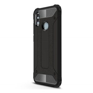 Protector de telefon Defender din plastic (rezistenta la impact mediu, colt cu perna de aer, interior din silicon, efect metalic) NEGRU Honor 10 Lite, Huawei P Smart (2019)