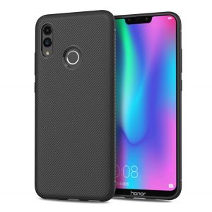 Protectie de telefon din silicon (rezistenta medie la impact, model in dungi) NEGRU Huawei P Smart (2019), Honor 10 Lite