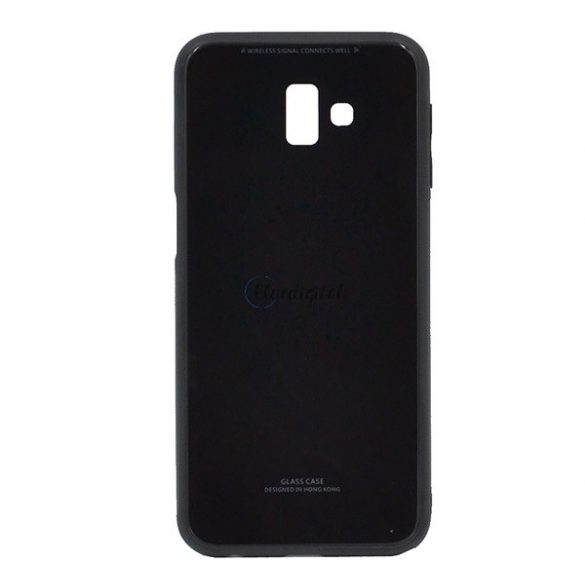 Protectie din plastic pentru telefon (rezistenta la impact mediu, spate din sticla) NEGRU Samsung Galaxy J6 Plus (SM-J610F)