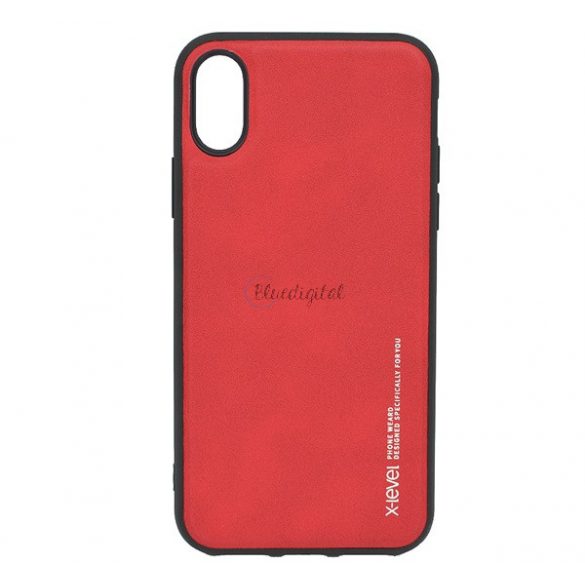 Protector de telefon din silicon X-LEVEL (spate din piele) RED Apple iPhone X 5.8, Apple iPhone XS 5.8