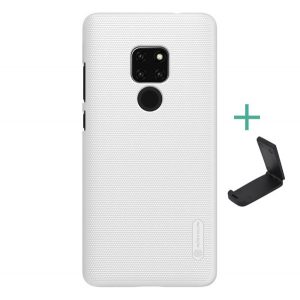 Protector de telefon din plastic NILLKIN SUPER FROSTED (cauciucat, suprafata aspra + suport de masa) ALB Huawei Mate 20