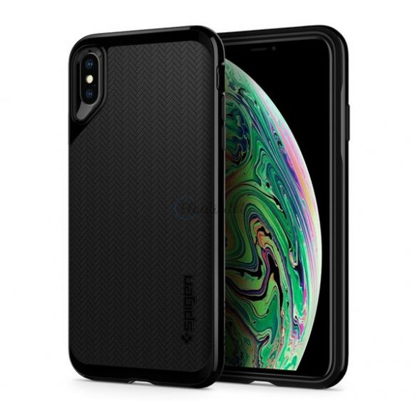 Protectie de telefon din silicon SPIGEN NEO HYBRID (rezistenta medie la impact, cadru din plastic, colt cu perna de aer, model grila) NEGRU Apple iPhone XS Max 6.5