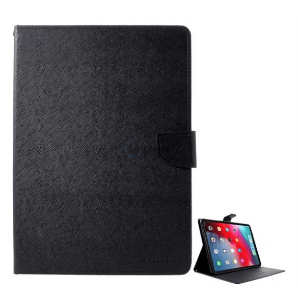 Husă MERCURY Goospery Fancy în picioare, efect piele (FLIP, deschidere laterală, suport de masă, model textil) NEGRU Apple IPAD Pro 11 (2018)