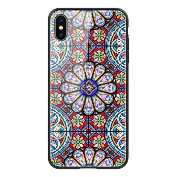 Cadru din silicon de protecție pentru telefon NILLKIN DREAMLAND (BUMPER, rezistență medie la impact, spate din sticlă călită, model vitraliu) CULOARE Apple iPhone XS 5.8, Apple iPhone X 5.8